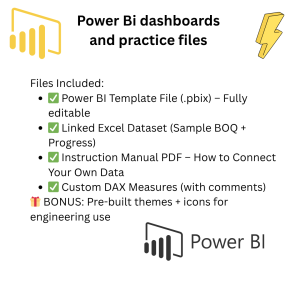 📊 Project Dashboard Template for Civil Engineers – Power BI (.pbix)